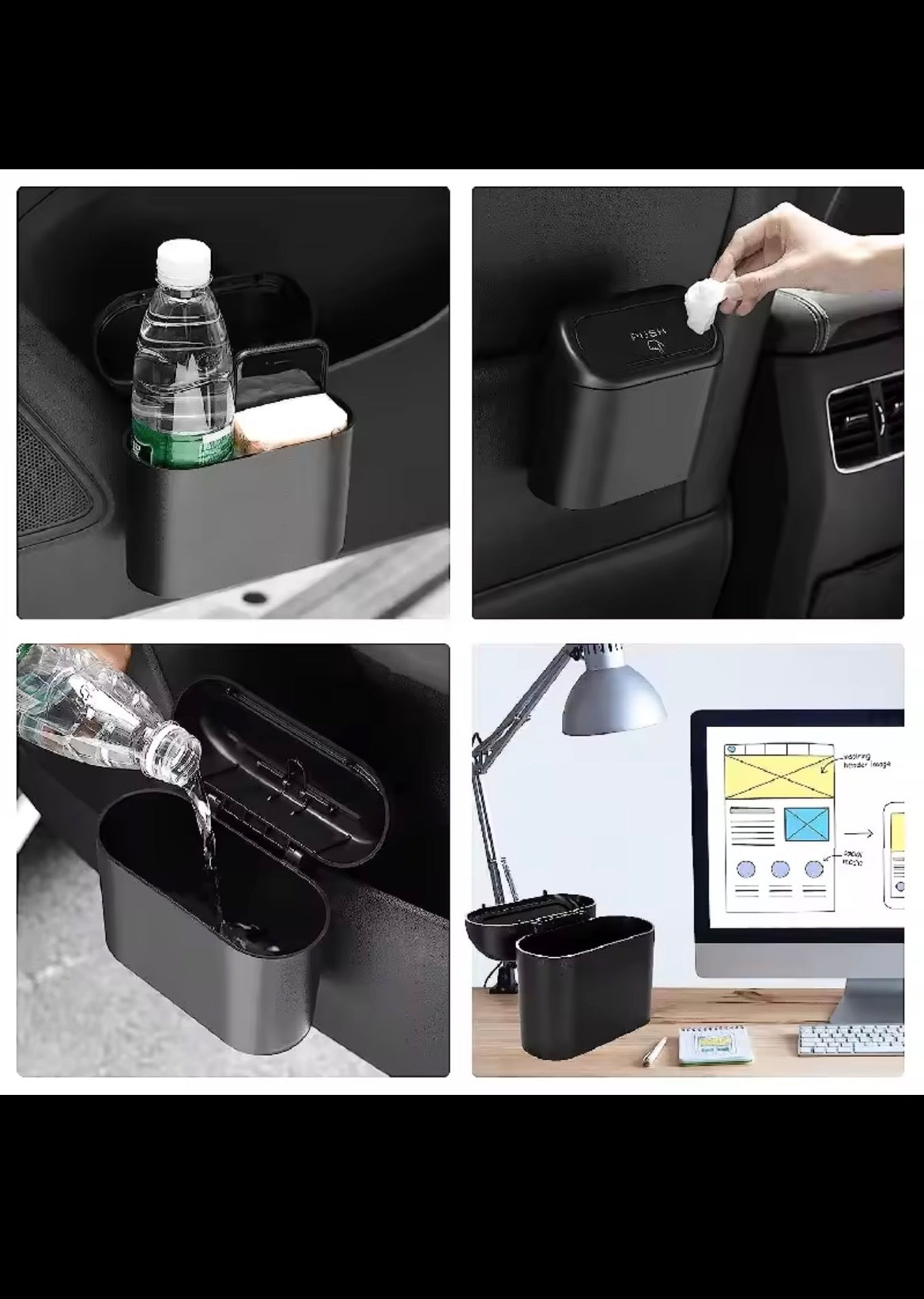 3Pcs Car Trash Can (with lid) Contains 60 (300) Garbage Bags, Small Car Trash Can and Leak-proof