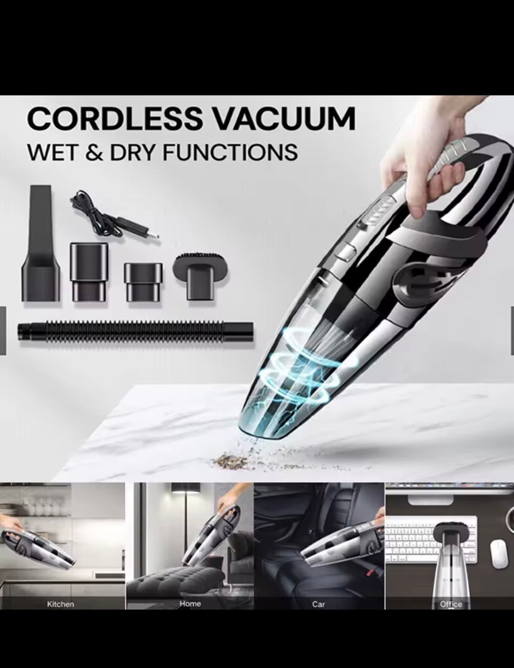 Wireless Handheld Vacuum Cleaner USB Charging Car Vacuum Cleaner Portable Wet&Dry Handheld Strong Suction Cordless 12000pa