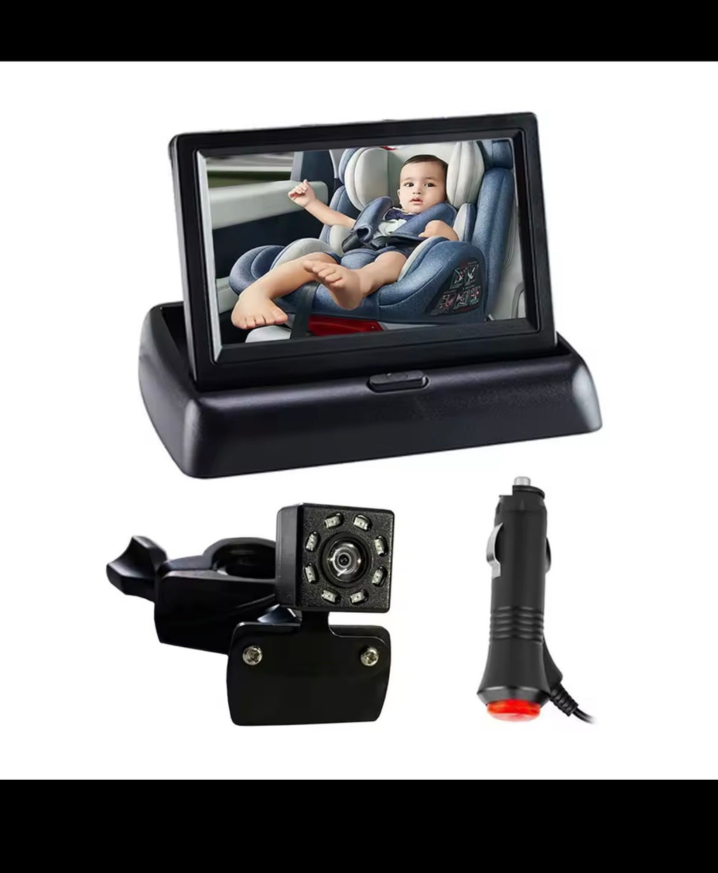 4.3 Inch HD Baby Car Mirror 150 Wide View 8LED IR Night Vision Back Seat Baby Car Camera Folding Screen Car Seat Mirror Display