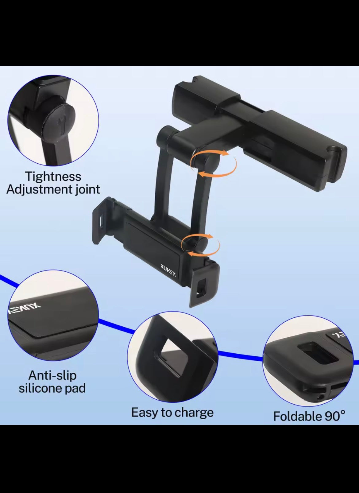Car Seat Headrest Mount Holder 360° For iPad Mini Tablet Phone 3-9.7" Adjustable