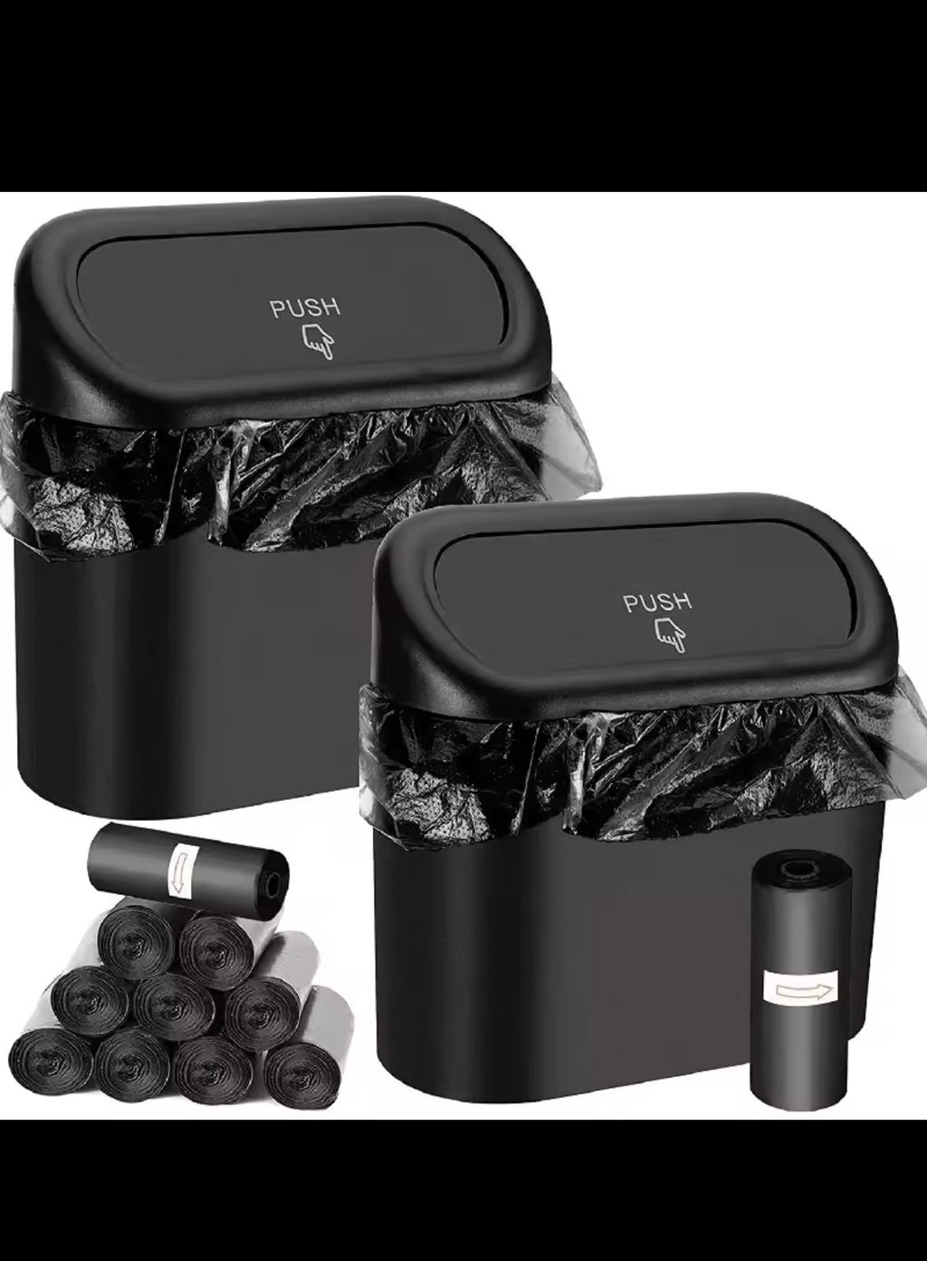 3Pcs Car Trash Can (with lid) Contains 60 (300) Garbage Bags, Small Car Trash Can and Leak-proof