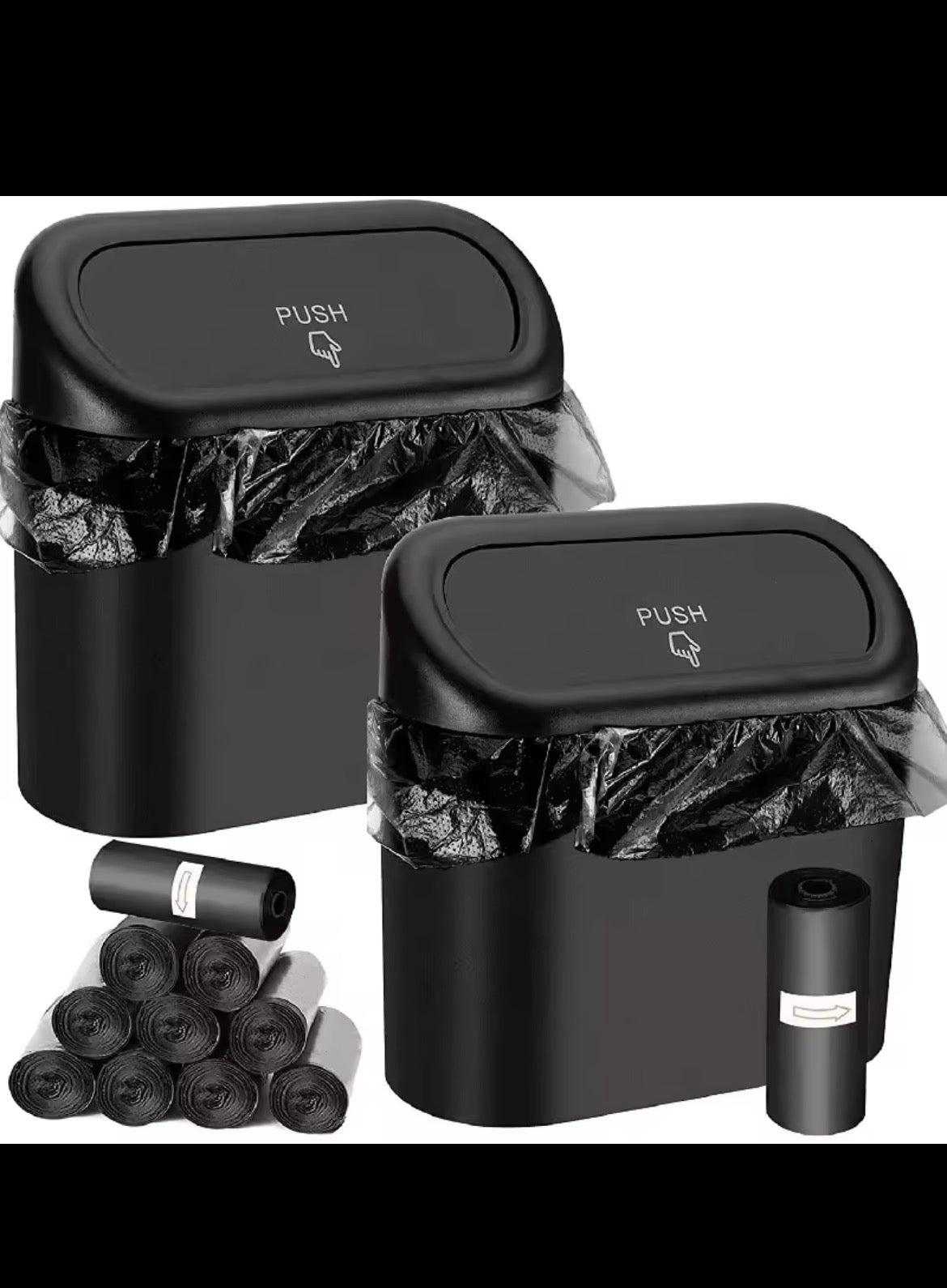 3Pcs Car Trash Can (with lid) Contains 60 (300) Garbage Bags, Small Car Trash Can and Leak-proof