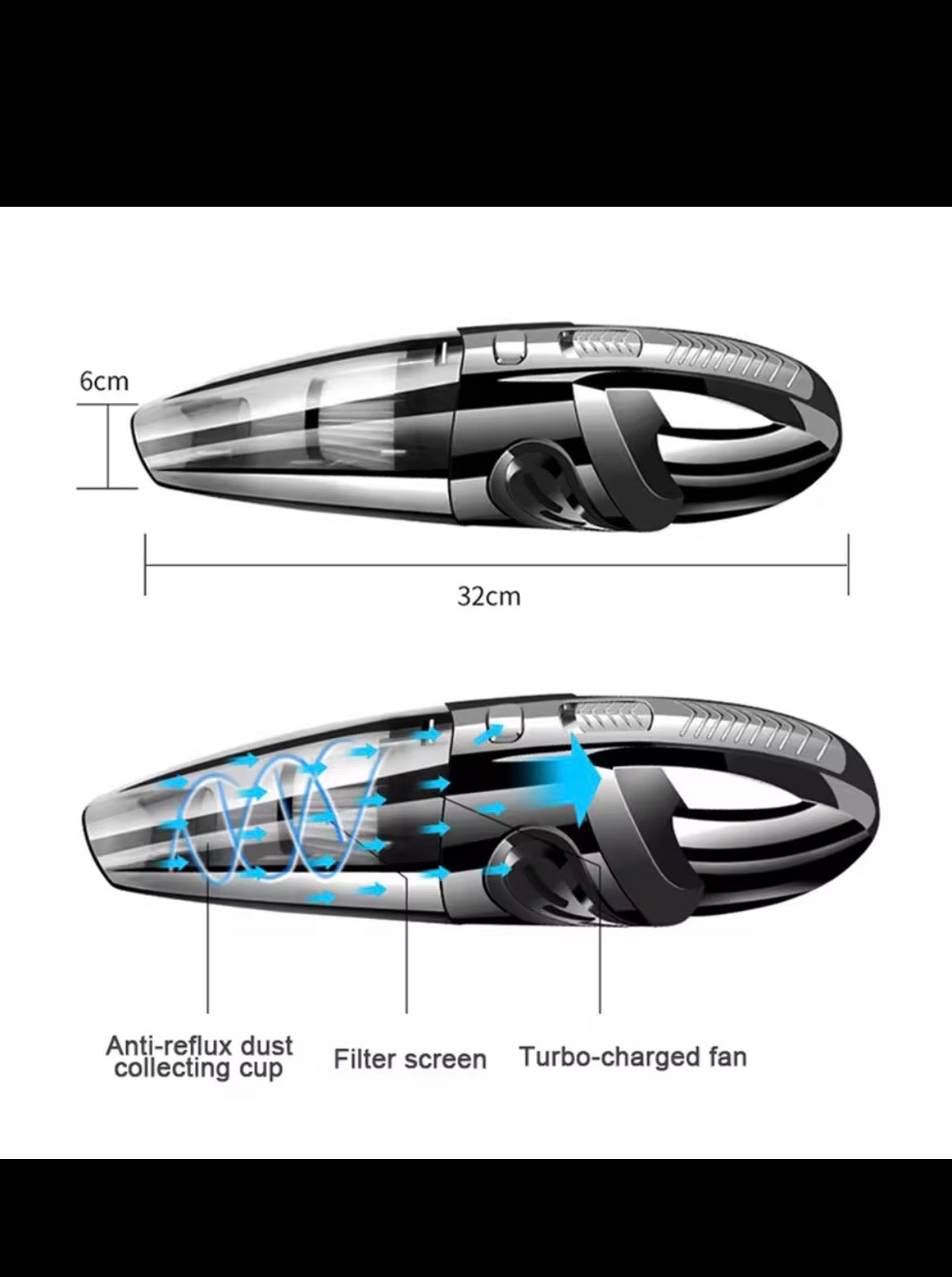 Wireless Handheld Vacuum Cleaner USB Charging Car Vacuum Cleaner Portable Wet&Dry Handheld Strong Suction Cordless 12000pa