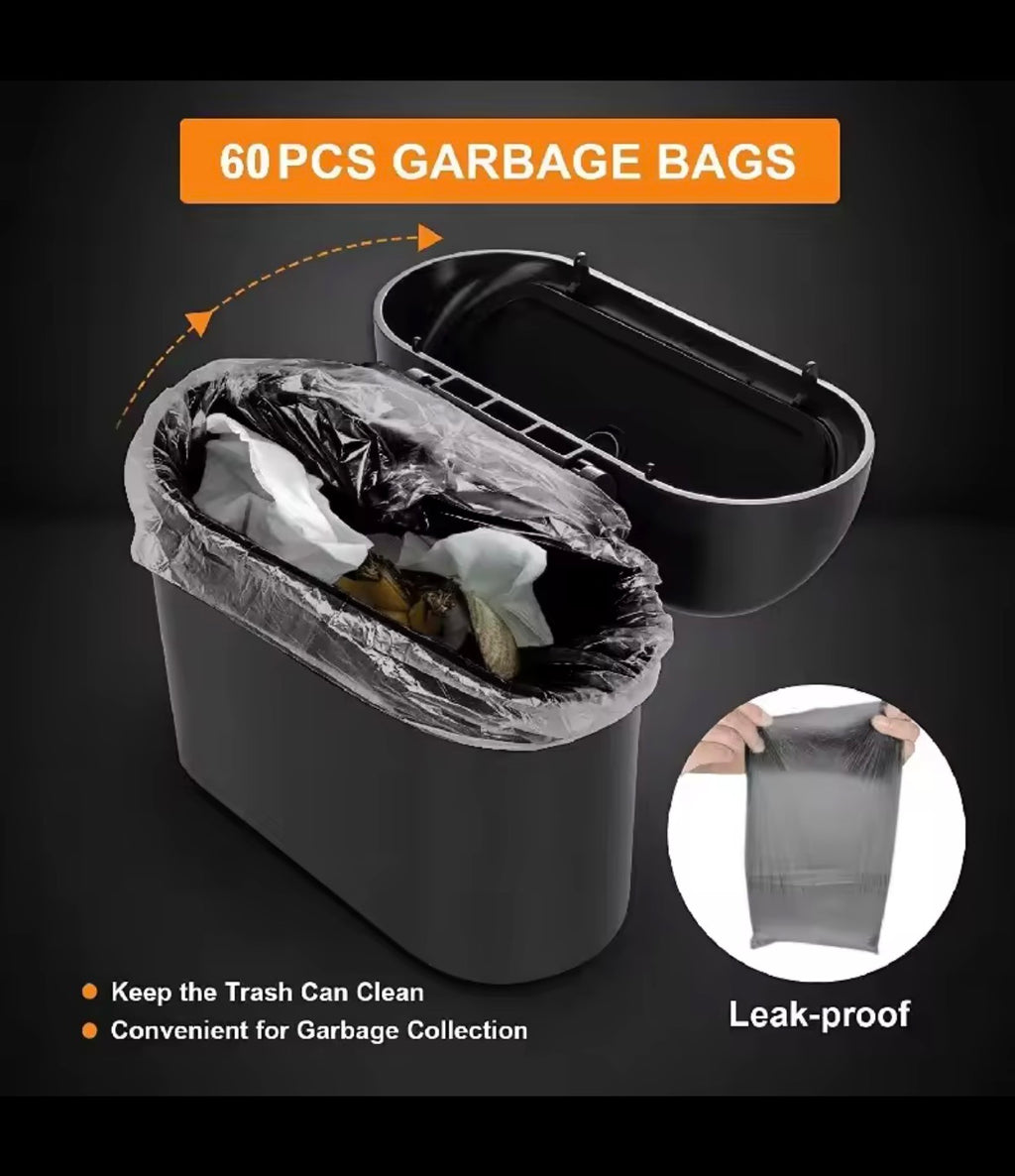 3Pcs Car Trash Can (with lid) Contains 60 (300) Garbage Bags, Small Car Trash Can and Leak-proof