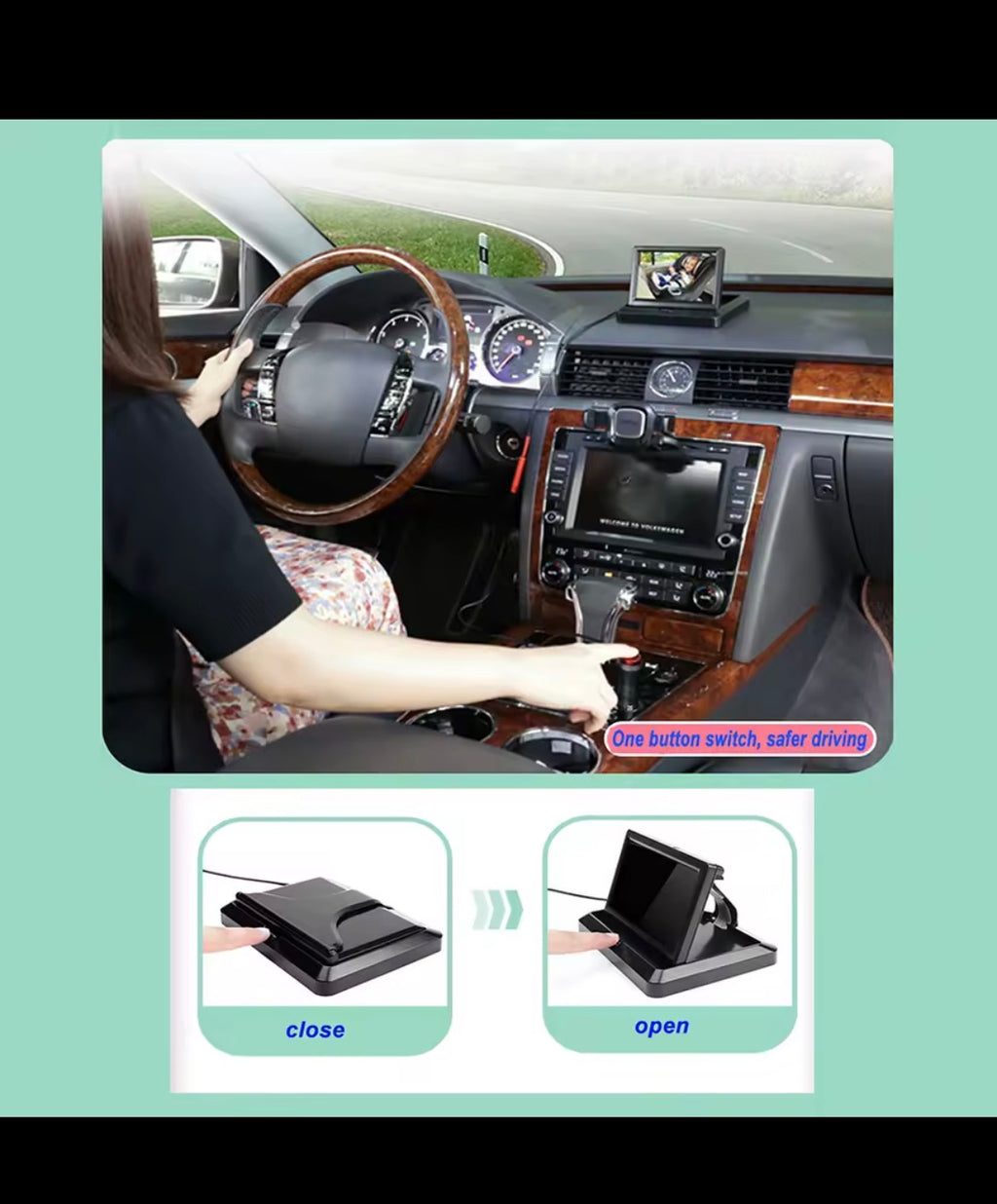 4.3 Inch HD Baby Car Mirror 150 Wide View 8LED IR Night Vision Back Seat Baby Car Camera Folding Screen Car Seat Mirror Display
